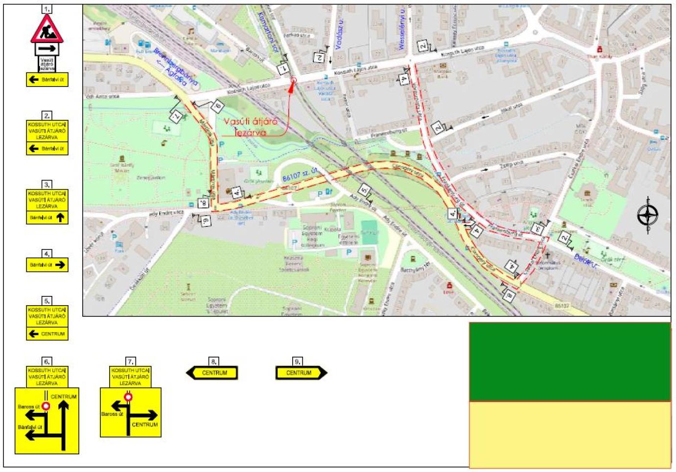 Az útzárral érintett szakasz térképe