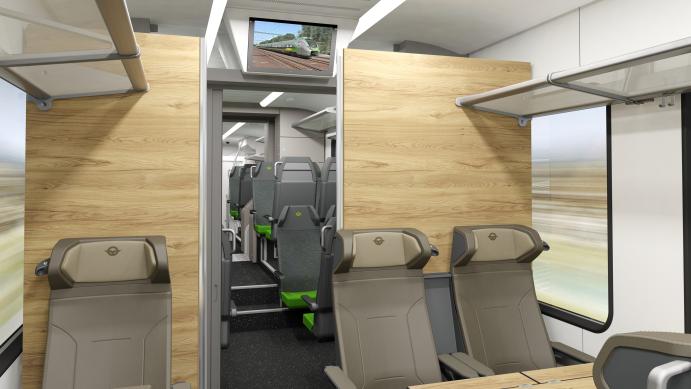 Az új IC motorvonat első osztályának ülései