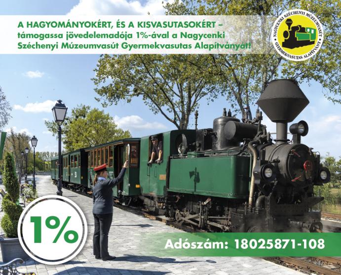 A gyermekvasutas alapítvány felhívása az adó 1% rendelkezésről. 